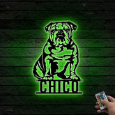 Custom English Bulldog Metal Sign Art Led Lights, Personalized English Bulldog Metal Name Sign, Bulldog Dog Lovers Metal Wall Art